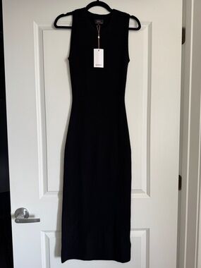 NWT! QUINCE Mongolian Cashmere Sleeveless Midi Sweater Dress Black Size XS